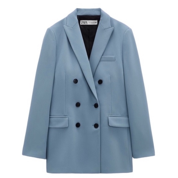 Zara Double Breasted Blazer in Periwinkle Blue - Picture 3 of 9